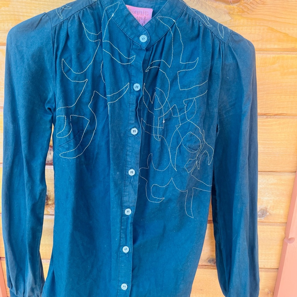Vintage Bonnie Heart Clyde Black Blouse XS